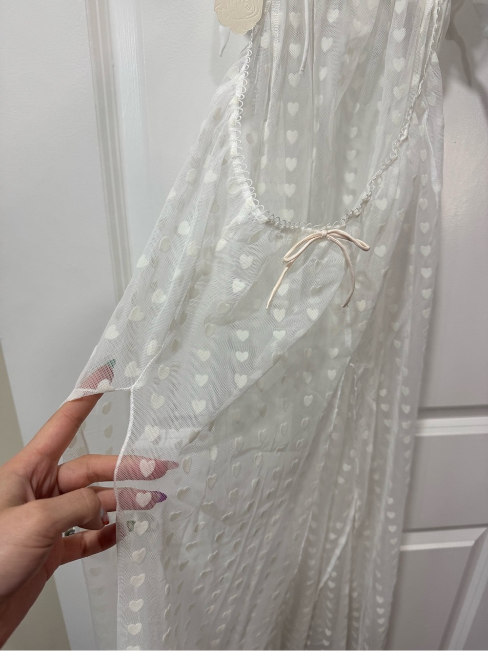 For Love And Lemons Amore White Sheer Lace Heart-Print Bridal Slip Dress XS - Picture 14 of 14